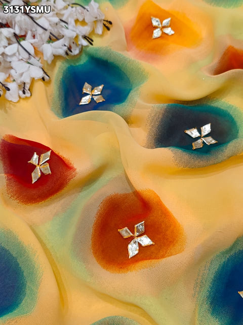 By Traditional Saree With Beautiful Gotapatti Work KcPc 