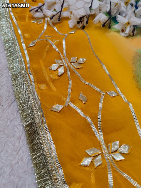 By Traditional Saree With Beautiful Gotapatti Work KcPc 
