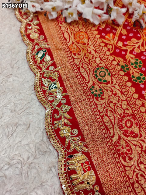 Buy New Bandhani Style Pila Chunri With Traditional Wear KcPc