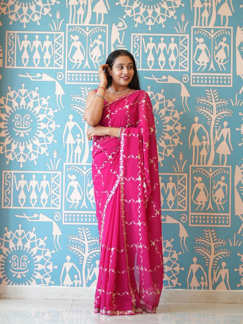 Buy New Festive Wear Saree With Rich Pittan Embellishment KcPc