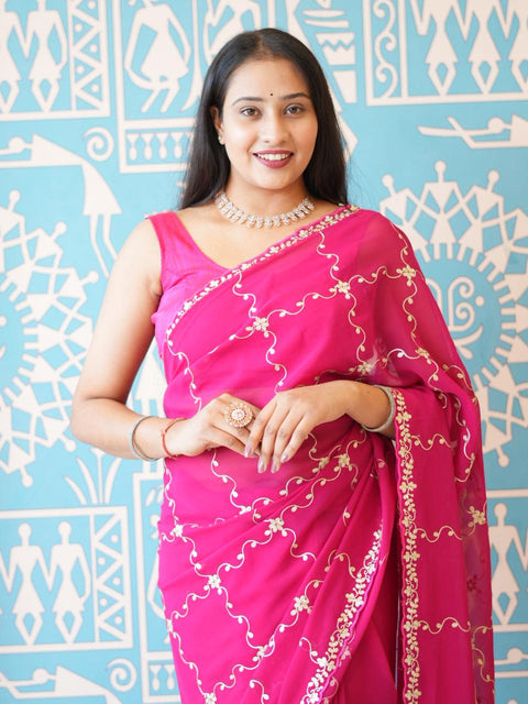 Buy New Festive Wear Saree With Rich Pittan Embellishment KcPc