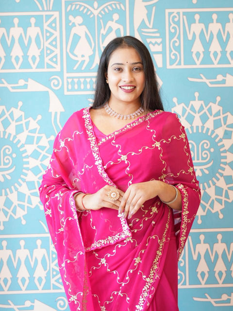 Buy New Festive Wear Saree With Rich Pittan Embellishment KcPc