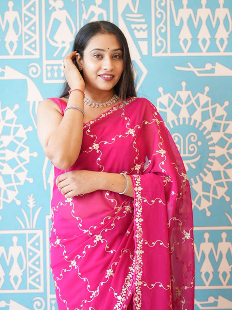 Buy New Festive Wear Saree With Rich Pittan Embellishment KcPc