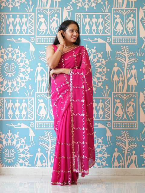 Buy New Festive Wear Saree With Rich Pittan Embellishment KcPc