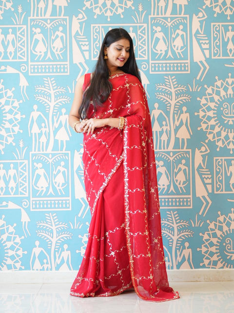 Buy Stylish Festive Wear Saree With Pittan Work KcPc