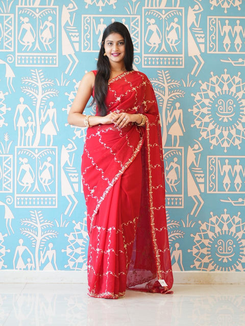 Buy Stylish Festive Wear Saree With Pittan Work KcPc