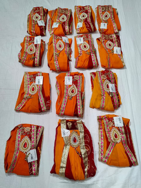 KcPc Latest Mos fabric Embroidery Border Work Marwardi Broach Stole (Set of 14 Pcs )