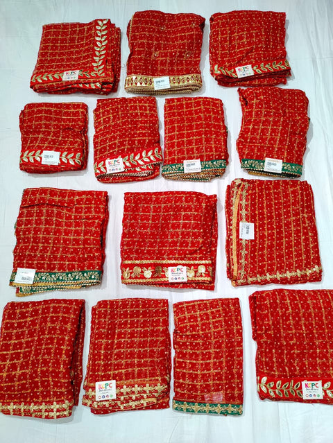 KcPc New Designer Traditional Georgette Dupatta with Rich Embroidery Border (Set of 14 Pcs )