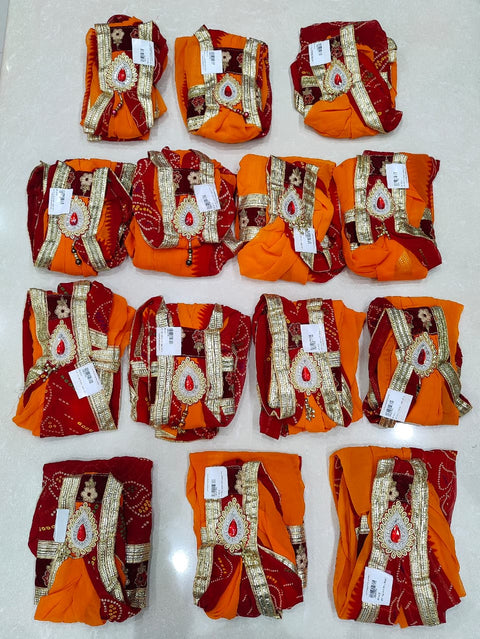 KcPc New Premium MOS Pila Chunri Dupatta Featuring Elegant Embroidery Border (Set of 14 Pcs)