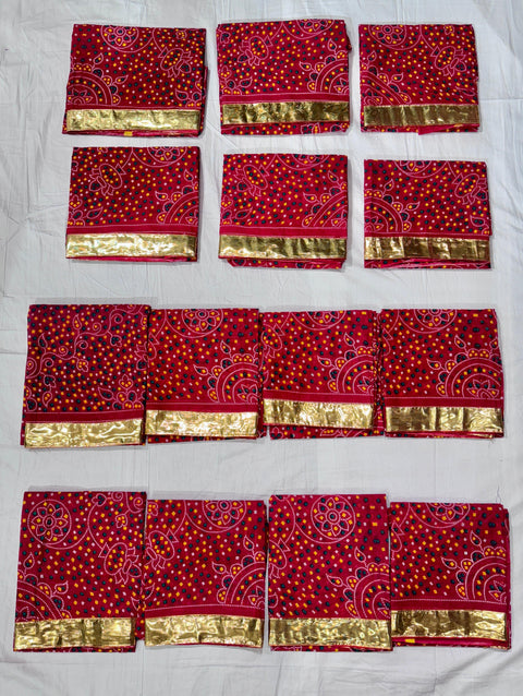 KcPc New Ethnic Cotton Pila Chunri Kerala Bandhej Style (Set of 14)