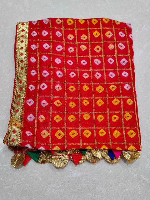 KcPc New Designer Art Silk Bandhani Dupatta for Traditional Occasions (Set of 14 Pcs )