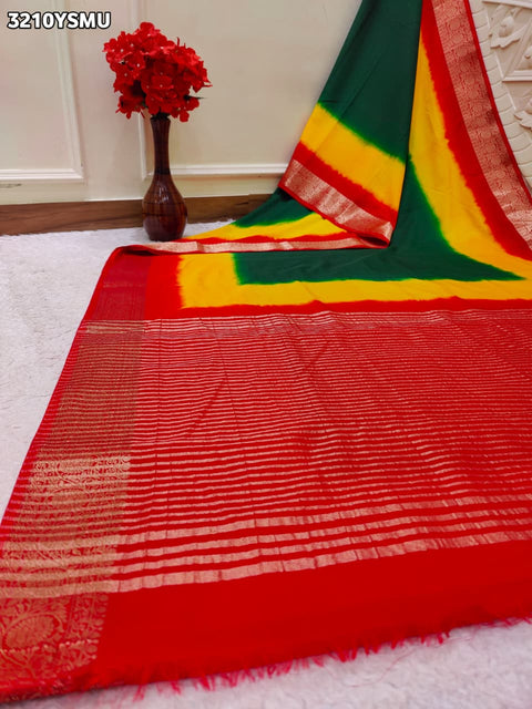 By Banarsi Style Saree With Zari border  KcPc