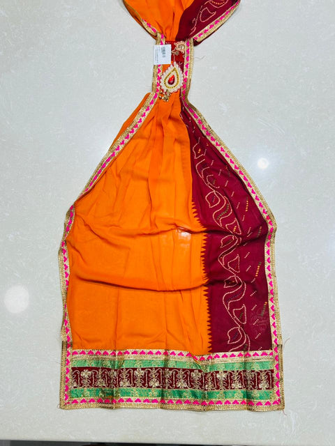 KcPc Latest Mos fabric Embroidery Border Work Marwardi Broach Stole (Set of 14 Pcs )