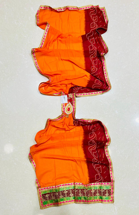 KcPc Latest Mos fabric Embroidery Border Work Marwardi Broach Stole (Set of 14 Pcs )