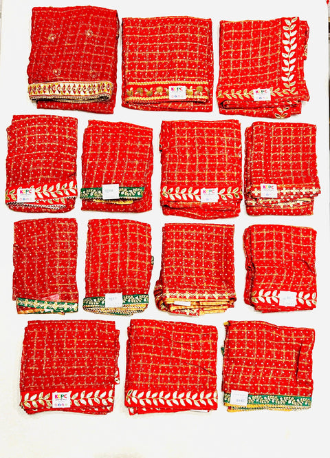KcPc New Designer Traditional Georgette Dupatta with Rich Embroidery Border (Set of 14 Pcs )