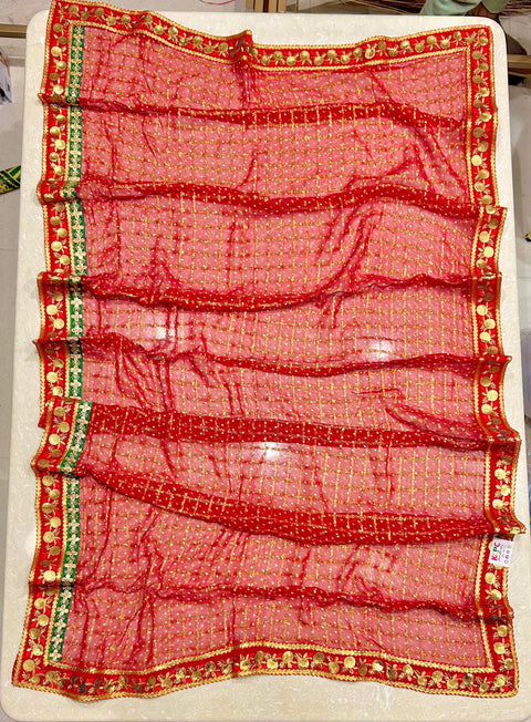 KcPc New Designer Traditional Georgette Dupatta with Rich Embroidery Border (Set of 14 Pcs )