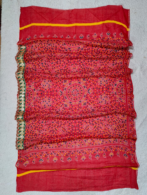 KcPc New Ethnic Cotton Kerala Bandhej Pila Chunri Combo Set (14 Pieces)