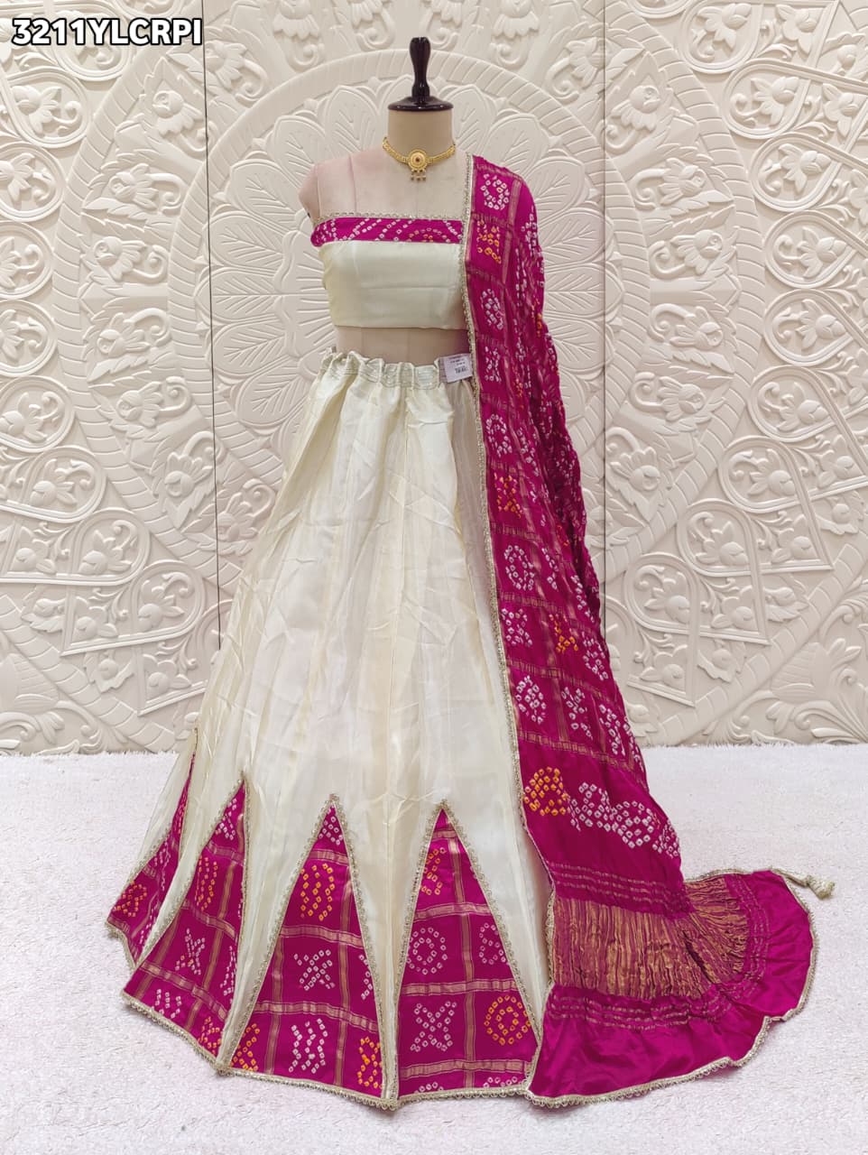KcPc NewPremium Upada Silk Bandhani Lehenga with EmbroiderySSB