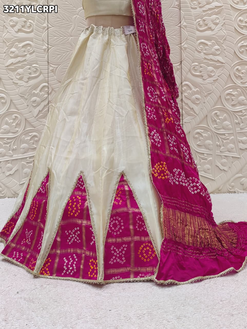 KcPc NewPremium Upada Silk Bandhani Lehenga with EmbroiderySSB