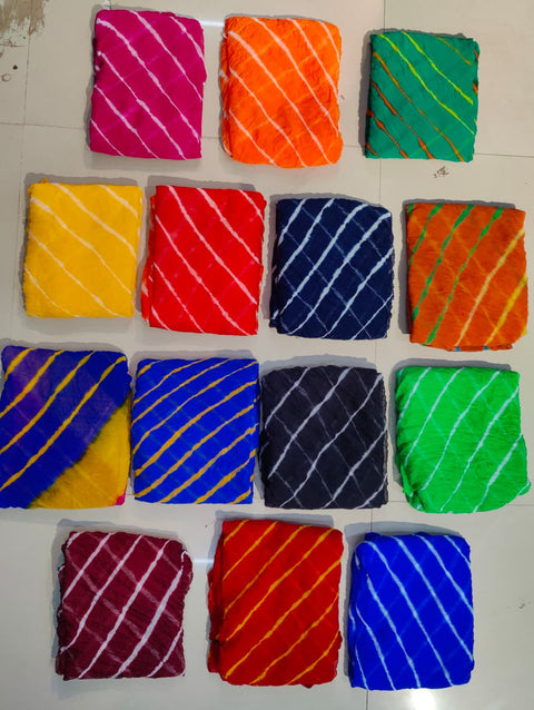 KcPc New Chiffon Leheriya Style Dupatta Combo Set (14 Pieces)