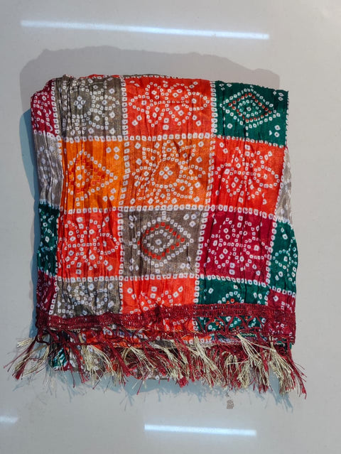 KcPc New Chinon Silk Bandhani Print Dupatta Combo Set (15 Pieces)