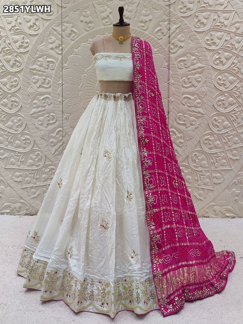 Buy New Bandhani Lehenga with Cutdana Gota Patti Work KcPc