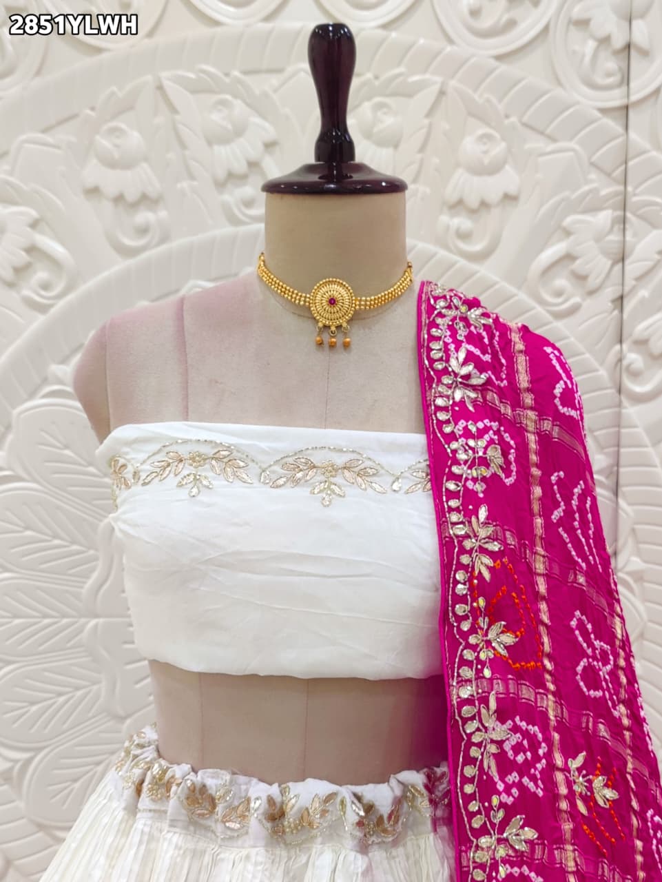 Buy New Bandhani Lehenga with Cutdana Gota Patti Work KcPc