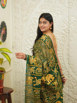 Buy Designer Vintage Look Cotton Ghatchola Aara Tari Work Saree KcPc