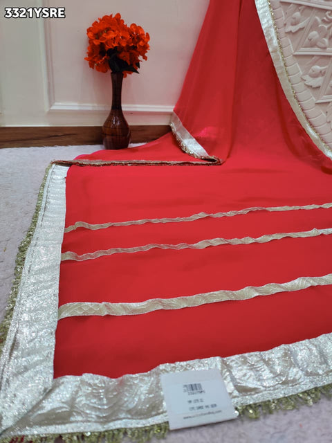 KcPc New Stylish Georgette Saree with Rich Gota Border Work   MHS