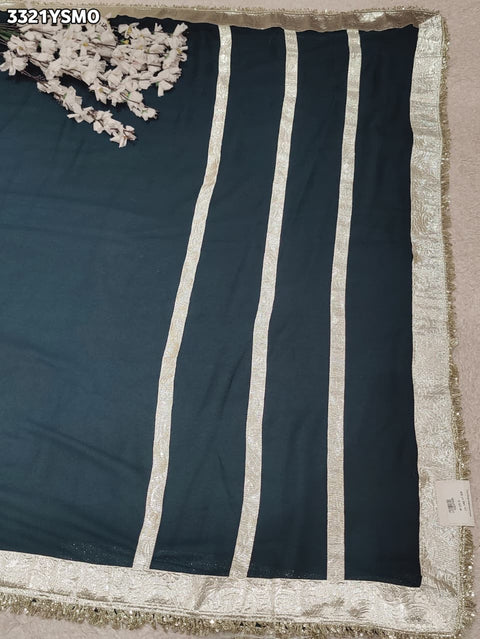 KcPc New Elegant Designer Georgette Saree with Gota Border   MHS