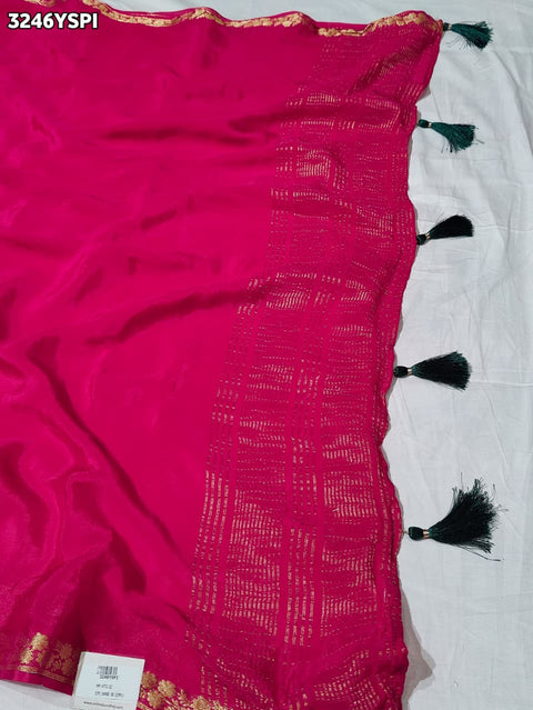 KcPc New Royal Festive Wear Chinon Silk Saree with Designer Style Zari Border   RB