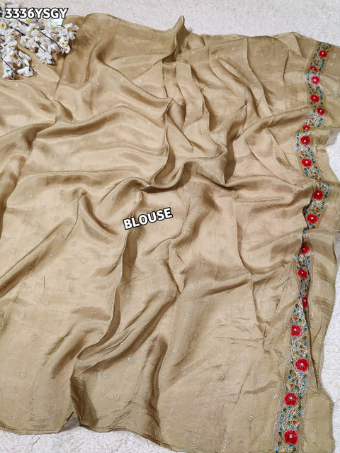 KcPc New Traditional Kalamkari Art in Pure Tissue Silk Saree with Gulin Detailing   RB