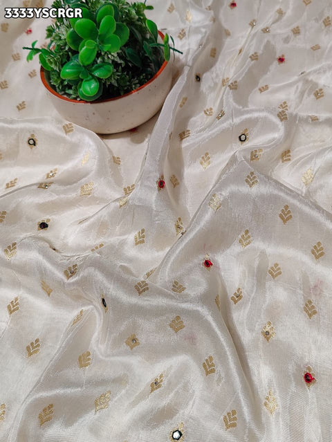 KcPc New Premium Upada Silk Banarasi Saree with Mirror Embellishment   RB