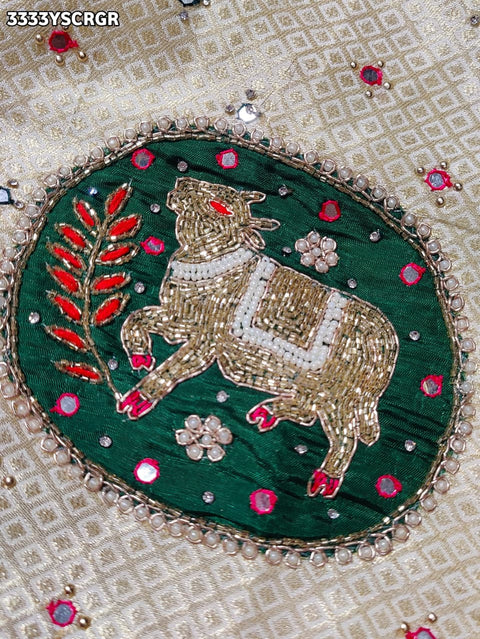 KcPc New Premium Upada Silk Banarasi Saree with Mirror Embellishment   RB