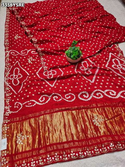 KcPc New Modal Silk Bandhani Style Saree with Cutdana & Gotapatti Work   VND