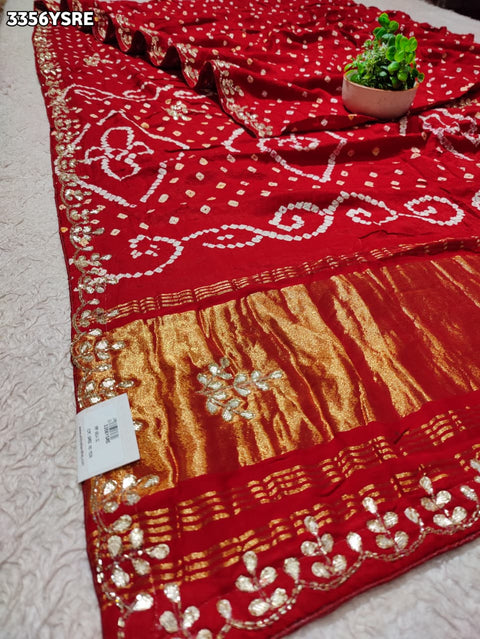 KcPc New Modal Silk Bandhani Style Saree with Cutdana & Gotapatti Work   VND