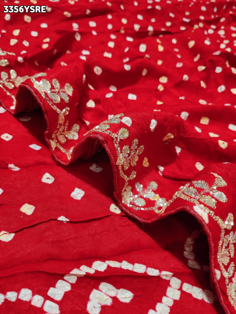 KcPc New Modal Silk Bandhani Style Saree with Cutdana & Gotapatti Work   VND