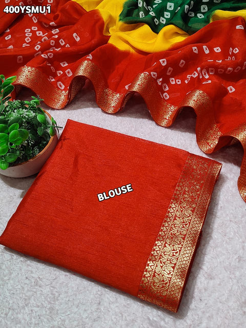 Buy Classic Bandhani Style Saree With Rich Zari Border Work KcPc