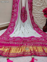 KcPc New Premium Gaji Silk Dupatta with Hand Bandhani & Gota Patti WorkAMT