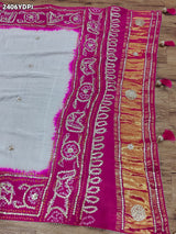 KcPc New Premium Gaji Silk Dupatta with Hand Bandhani & Gota Patti WorkAMT