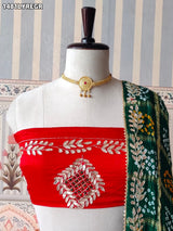 KcPc New Pure Gaji Silk Bandhani Lehenga with Traditional Gotapatti Work BTU