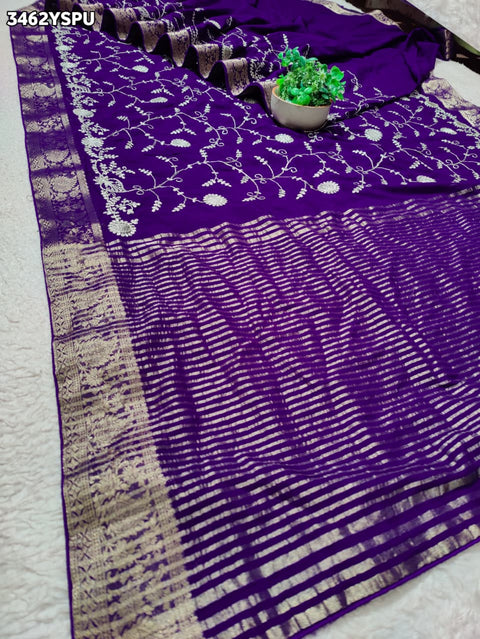 Buy New Elegant Banarasi Style Saree with Traditional Pittan Work KcPc