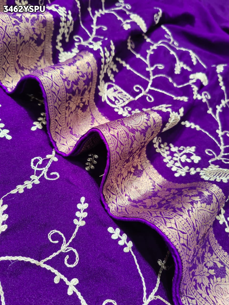 Buy New Elegant Banarasi Style Saree with Traditional Pittan Work KcPc