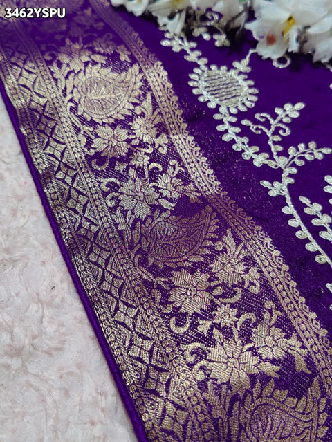 Buy New Elegant Banarasi Style Saree with Traditional Pittan Work KcPc