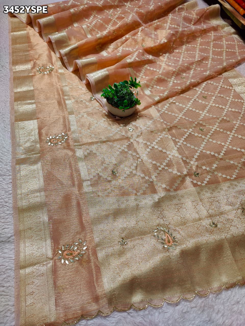 Buy Banarasi Style Saree with Cutdana Work KcPc