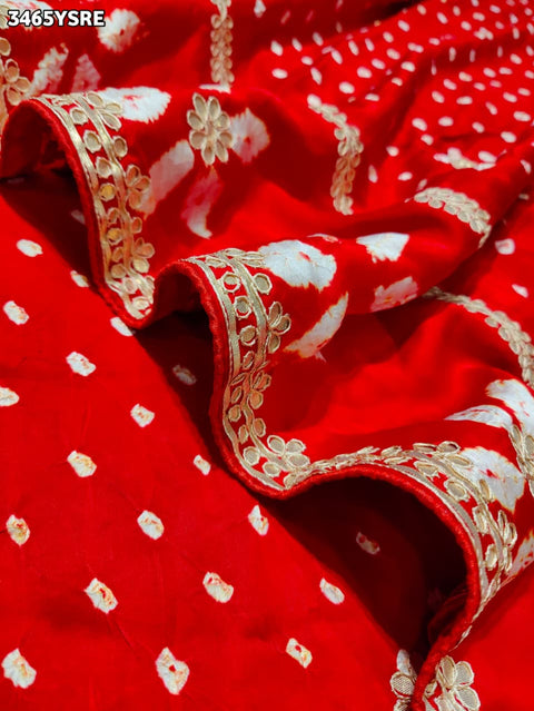 KcPc New Festive Wear Modal Silk Bandhani Style Saree with Gotapatti Work MOH