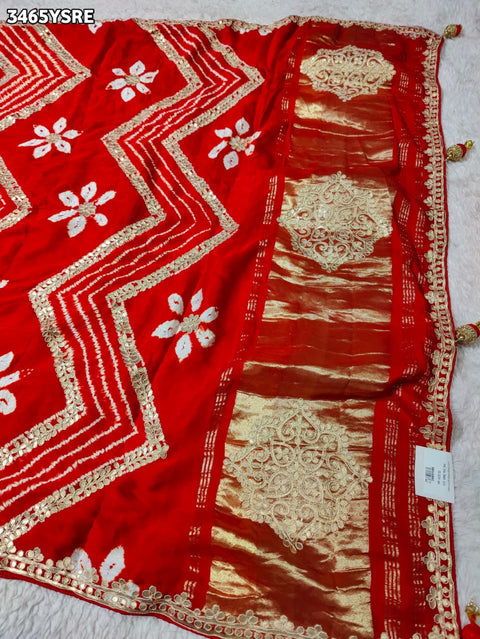 KcPc New Festive Wear Modal Silk Bandhani Style Saree with Gotapatti Work MOH