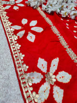 KcPc New Festive Wear Modal Silk Bandhani Style Saree with Gotapatti Work MOH