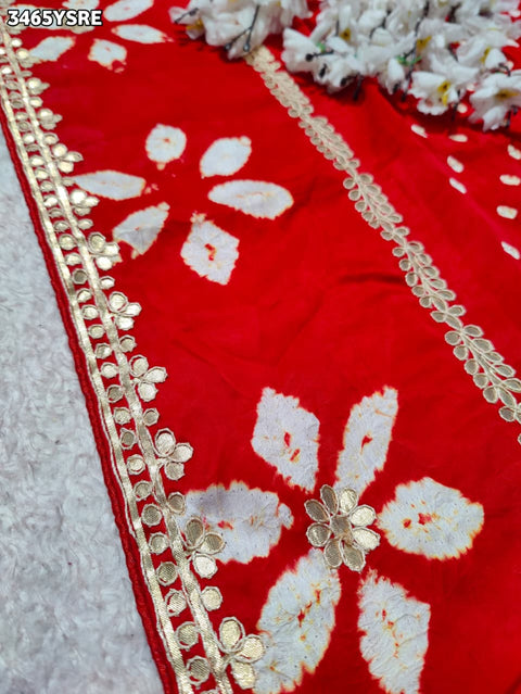 KcPc New Festive Wear Modal Silk Bandhani Style Saree with Gotapatti Work MOH