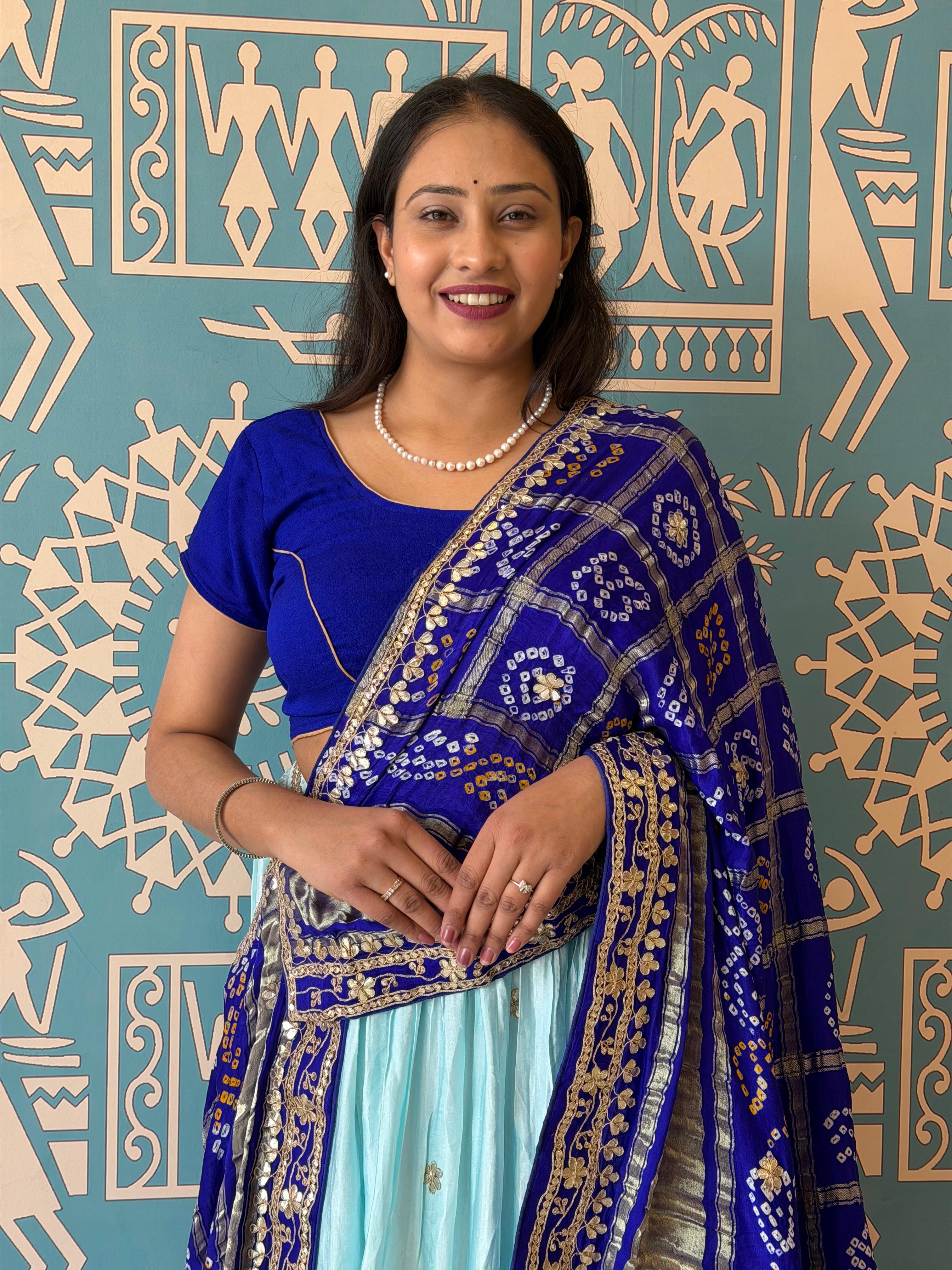 KcPc New BeautifulGaji Silk Bandhani Style With Gotapatti Work Lehenga satisSATISH